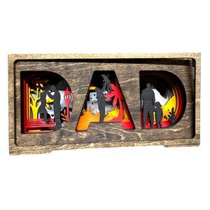 Custom Dad-Themed Wooden Shadow‎ Box With Multilayered Laser-Cut Design